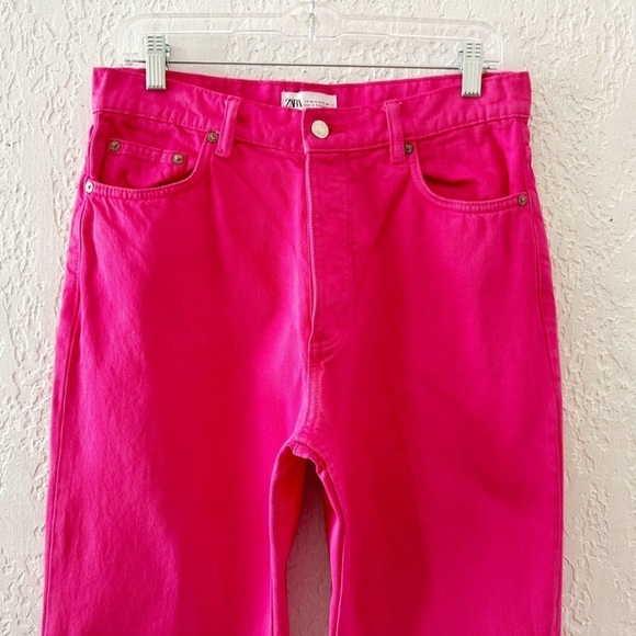Zara Hot Pink Jeans Barbie Denim High Rise Straight 90s Y2K Street Festival 8 - Picture 10 of 15